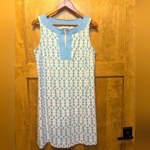 Dress, Aqua Blue/White, Stretchy and Sleeveless, Size XL